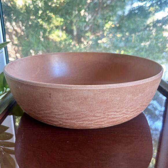Vintage Fillinger’s Pressed Agatized Wood Salad Bowl 11.5” Sheboygan Wisconsin - Picture 5 of 12